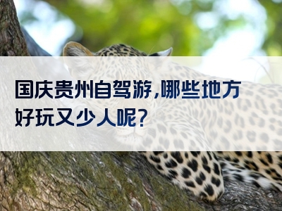 国庆贵州自驾游，哪些地方好玩又少人呢？