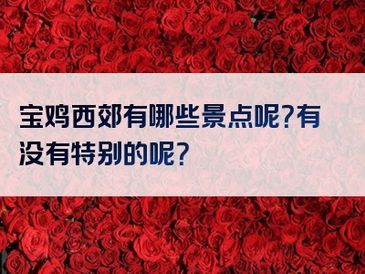 宝鸡西郊有哪些景点呢？有没有特别的呢？