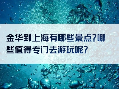金华到上海有哪些景点？哪些值得专门去游玩呢？