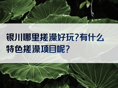 银川哪里搓澡好玩？有什么特色搓澡项目呢？
