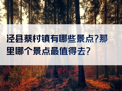 泾县蔡村镇有哪些景点？那里哪个景点最值得去？