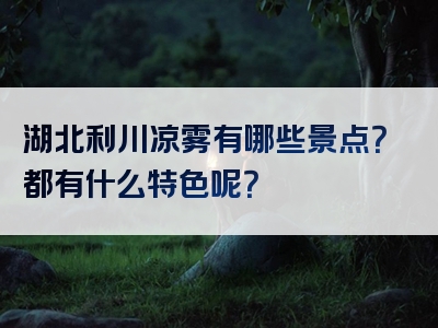 湖北利川凉雾有哪些景点？都有什么特色呢？