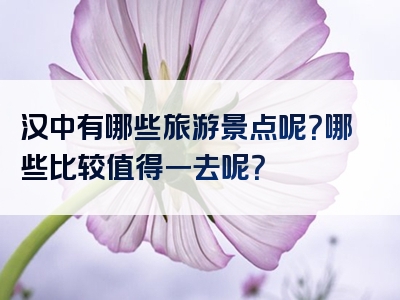 汉中有哪些旅游景点呢？哪些比较值得一去呢？