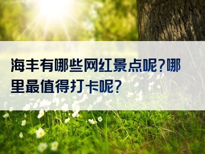 海丰有哪些网红景点呢？哪里最值得打卡呢？