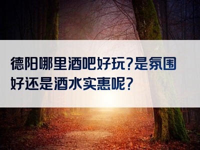德阳哪里酒吧好玩？是氛围好还是酒水实惠呢？