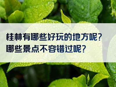 桂林有哪些好玩的地方呢？哪些景点不容错过呢？