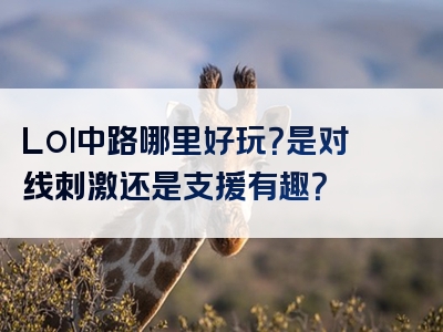 Lol中路哪里好玩？是对线刺激还是支援有趣？