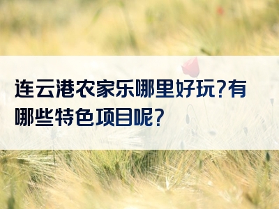 连云港农家乐哪里好玩？有哪些特色项目呢？