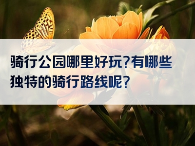 骑行公园哪里好玩？有哪些独特的骑行路线呢？
