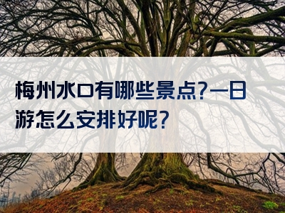 梅州水口有哪些景点？一日游怎么安排好呢？