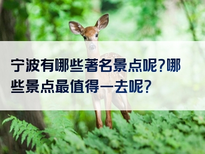 宁波有哪些著名景点呢？哪些景点最值得一去呢？