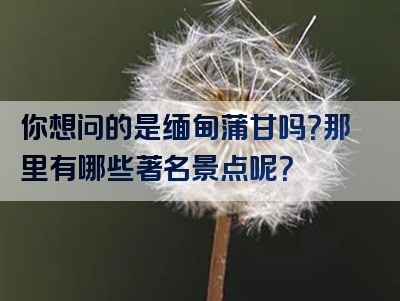 你想问的是缅甸蒲甘吗？那里有哪些著名景点呢？