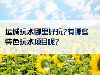 运城玩水哪里好玩？有哪些特色玩水项目呢？
