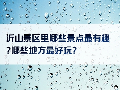 沂山景区里哪些景点最有趣？哪些地方最好玩？