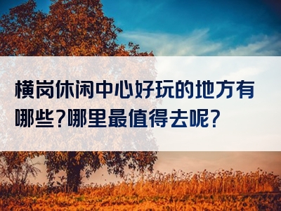 横岗休闲中心好玩的地方有哪些？哪里最值得去呢？