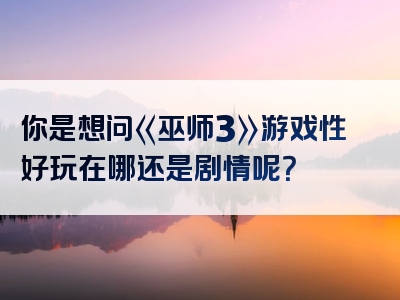 你是想问《巫师3》游戏性好玩在哪还是剧情呢？