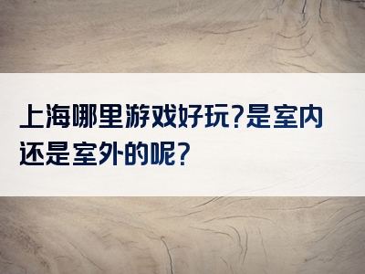 上海哪里游戏好玩？是室内还是室外的呢？