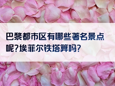 巴黎都市区有哪些著名景点呢？埃菲尔铁塔算吗？