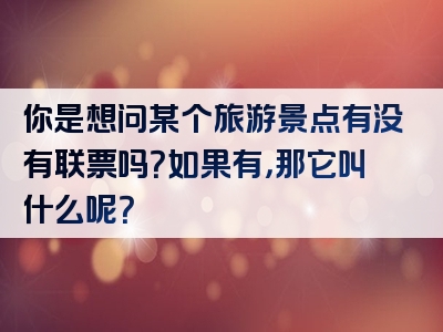 你是想问某个旅游景点有没有联票吗？如果有，那它叫什么呢？