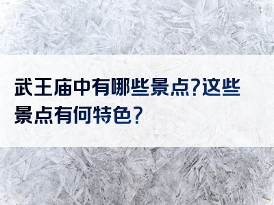 武王庙中有哪些景点？这些景点有何特色？