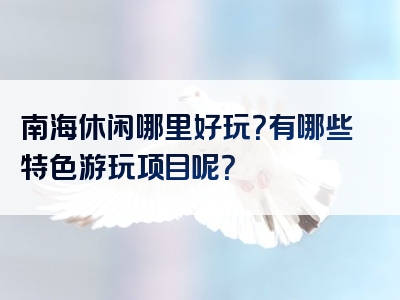 南海休闲哪里好玩？有哪些特色游玩项目呢？