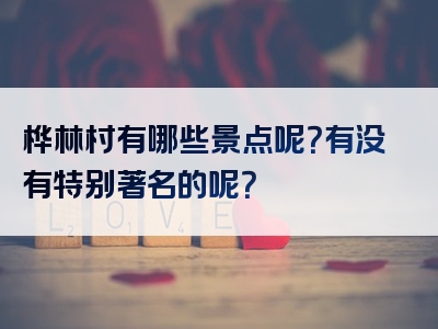 桦林村有哪些景点呢？有没有特别著名的呢？