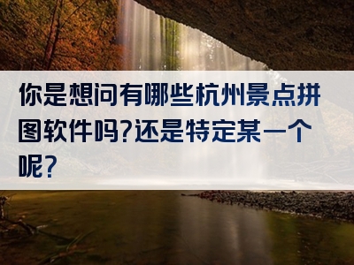 你是想问有哪些杭州景点拼图软件吗？还是特定某一个呢？
