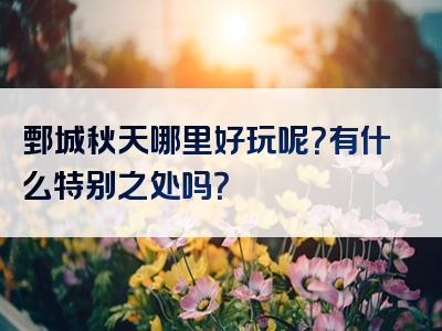 鄄城秋天哪里好玩呢？有什么特别之处吗？