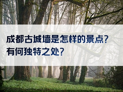 成都古城墙是怎样的景点？有何独特之处？
