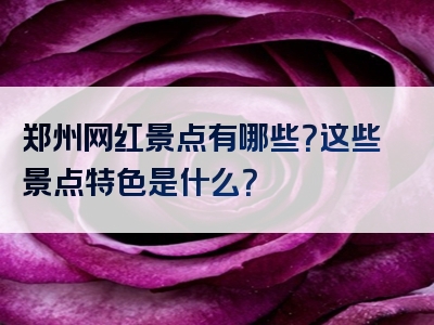 郑州网红景点有哪些？这些景点特色是什么？