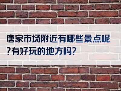 唐家市场附近有哪些景点呢？有好玩的地方吗？