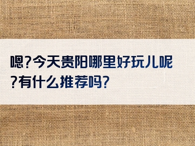 嗯？今天贵阳哪里好玩儿呢？有什么推荐吗？