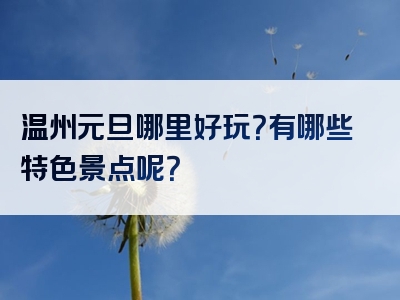 温州元旦哪里好玩？有哪些特色景点呢？