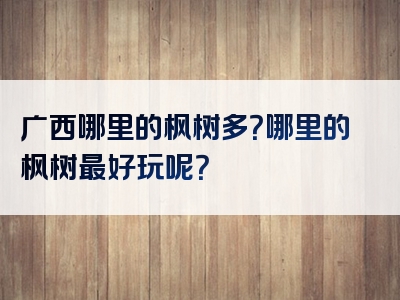 广西哪里的枫树多？哪里的枫树最好玩呢？
