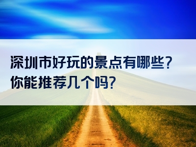 深圳市好玩的景点有哪些？你能推荐几个吗？
