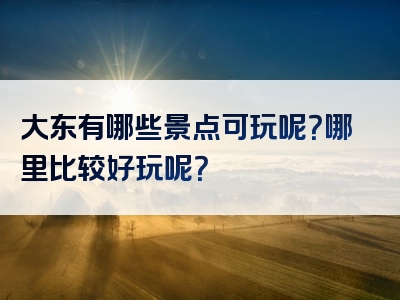 大东有哪些景点可玩呢？哪里比较好玩呢？