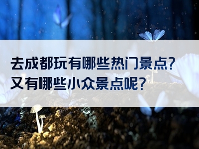 去成都玩有哪些热门景点？又有哪些小众景点呢？