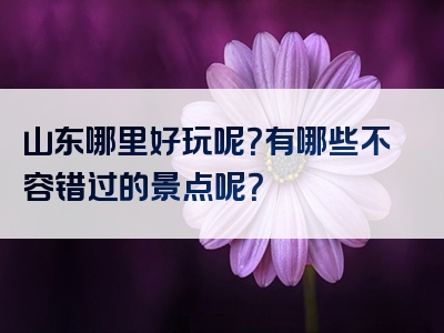 山东哪里好玩呢？有哪些不容错过的景点呢？