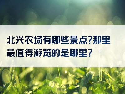 北兴农场有哪些景点？那里最值得游览的是哪里？