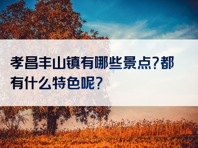孝昌丰山镇有哪些景点？都有什么特色呢？