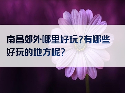 南昌郊外哪里好玩？有哪些好玩的地方呢？