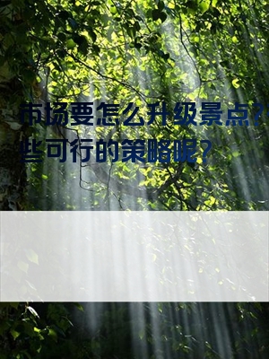 市场要怎么升级景点？有哪些可行的策略呢？