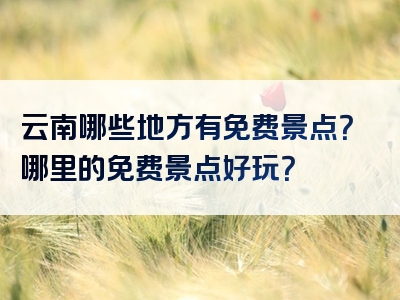 云南哪些地方有免费景点？哪里的免费景点好玩？