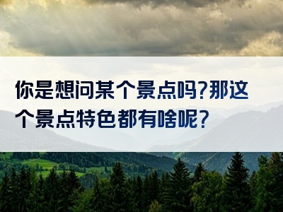 你是想问某个景点吗？那这个景点特色都有啥呢？