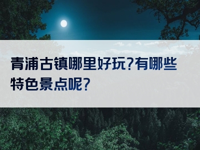 青浦古镇哪里好玩？有哪些特色景点呢？