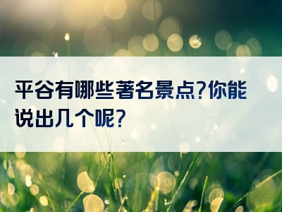 平谷有哪些著名景点？你能说出几个呢？