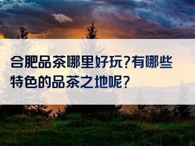 合肥品茶哪里好玩？有哪些特色的品茶之地呢？