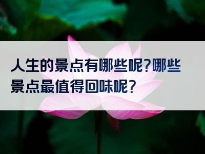 人生的景点有哪些呢？哪些景点最值得回味呢？