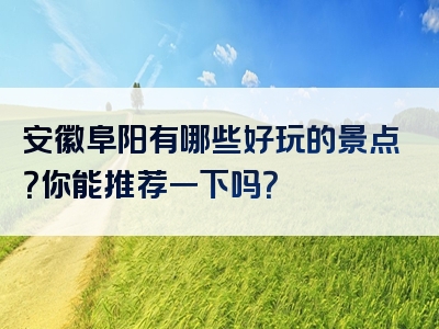 安徽阜阳有哪些好玩的景点？你能推荐一下吗？