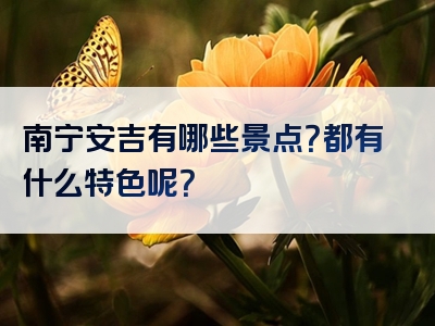 南宁安吉有哪些景点？都有什么特色呢？